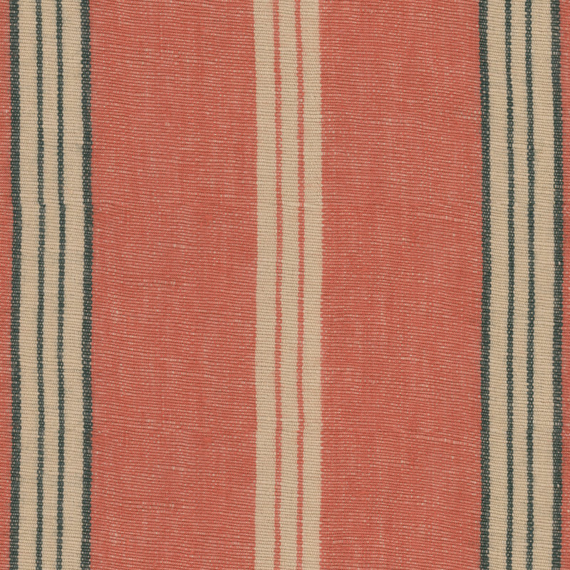 OREGON STRIPES Washed Blue Linen, Blue/Orange/Taupe