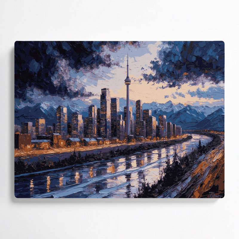 Art mural mauve en villes, Calgary, Alberta, H 24 po x l 36 po