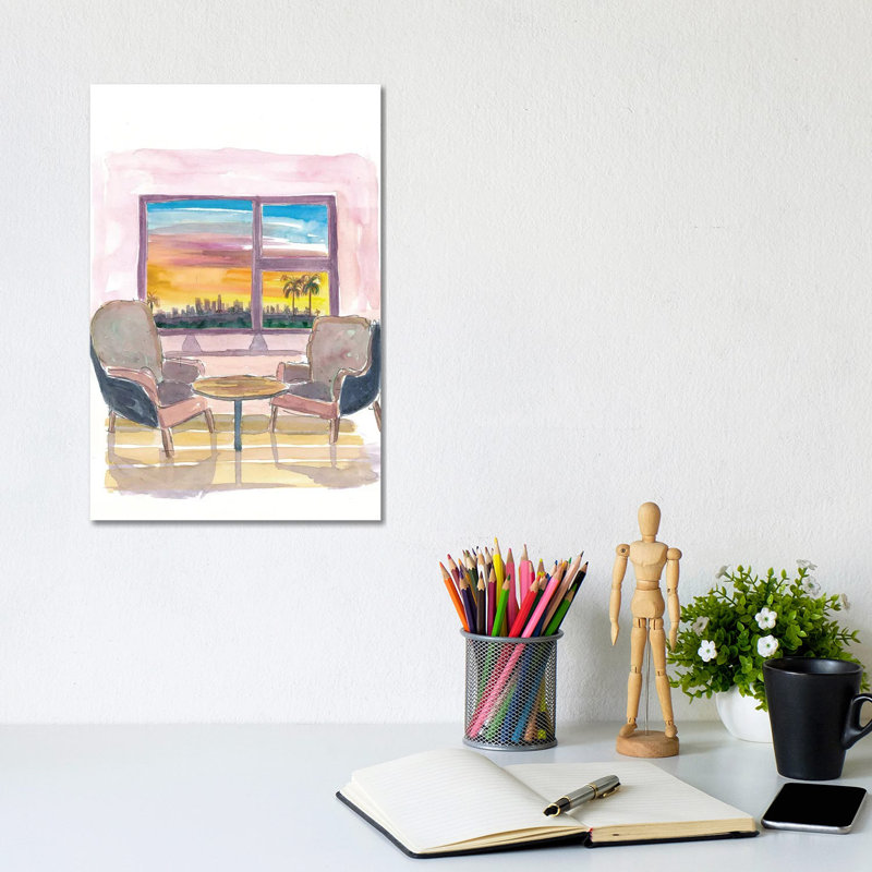 Cozy Panorama Window To Los Angeles California by Markus & Martina Bleichner - Wrapped Canvas Gallery-Wrapped Canvas Giclée