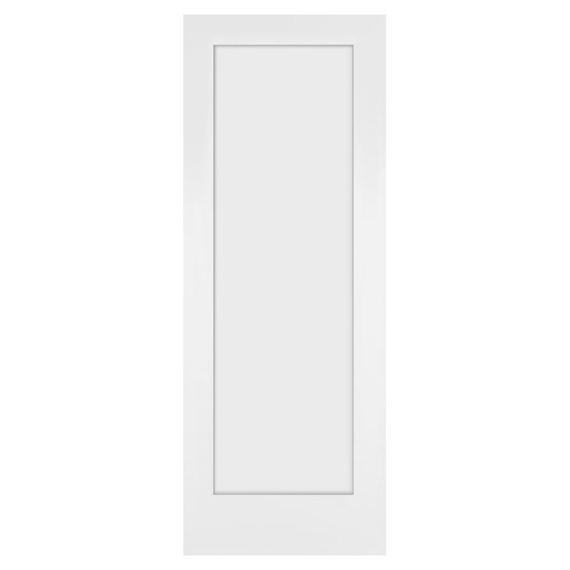 Porte intérieure en bois massif apprêté blanc Shaker, 1 panneau, 76,2 cm x 203,2 cm x 3,5 cm. L'emballage contient un panneau de porte.