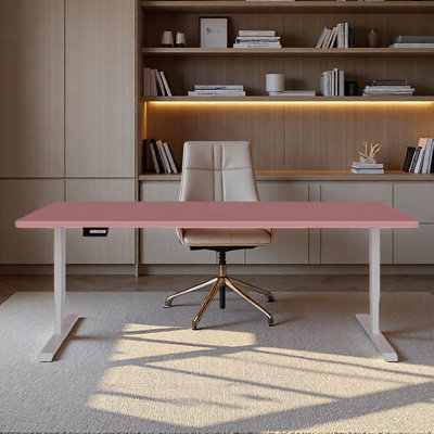 Pink height-adjustable study desk solid wood