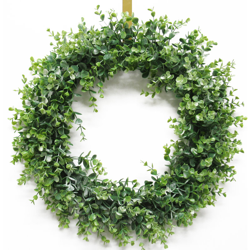 Couronne en plastique eucalyptus, H 20 po x l 20 po x P 4 po