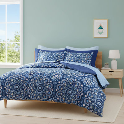 Ensemble d'édredon grand bleu marine, 9 pièces, y compris l'édredon, les draps et le drap-housse avec poches latérales.