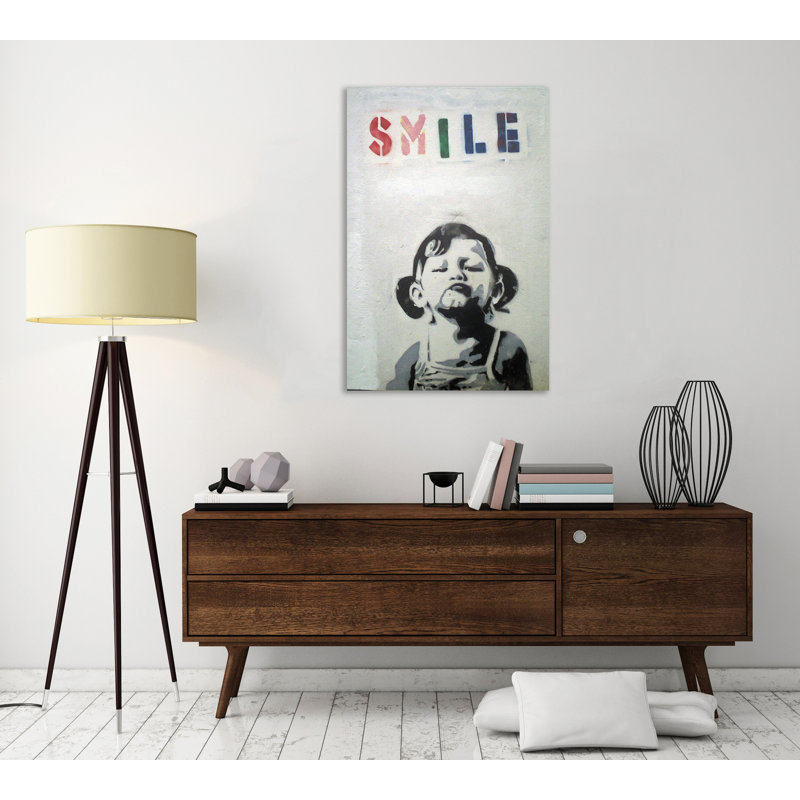 Smile by Banksy - Wrapped Canvas Print, 76 cm H x 51 cm W x 4 cm D