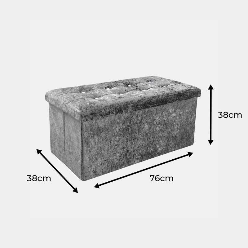 38 CRUSHED VELVET STORAGE BOX, 38cm H x 80cm W x 7cm D, Silver