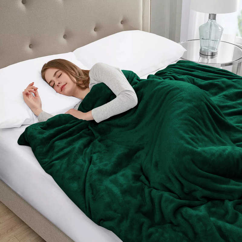 Climax Super Soft Reversible Mink Faux Plush Fur Fleece Blanket Throw, Double (4'6), Emerald