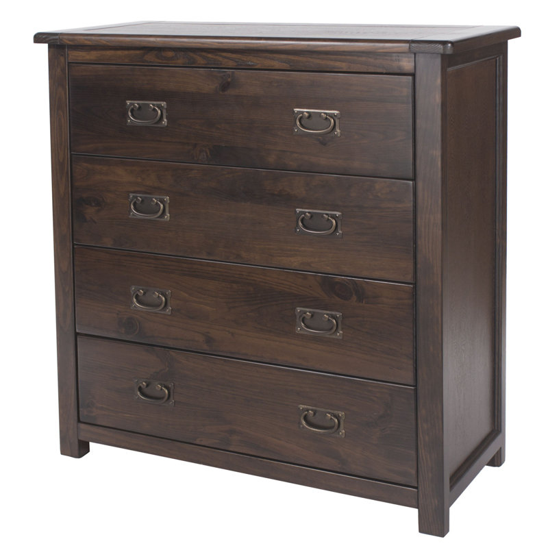 Somerville 4-Drawer Chest of Drawers | Deep Rustic Brown Lacquer