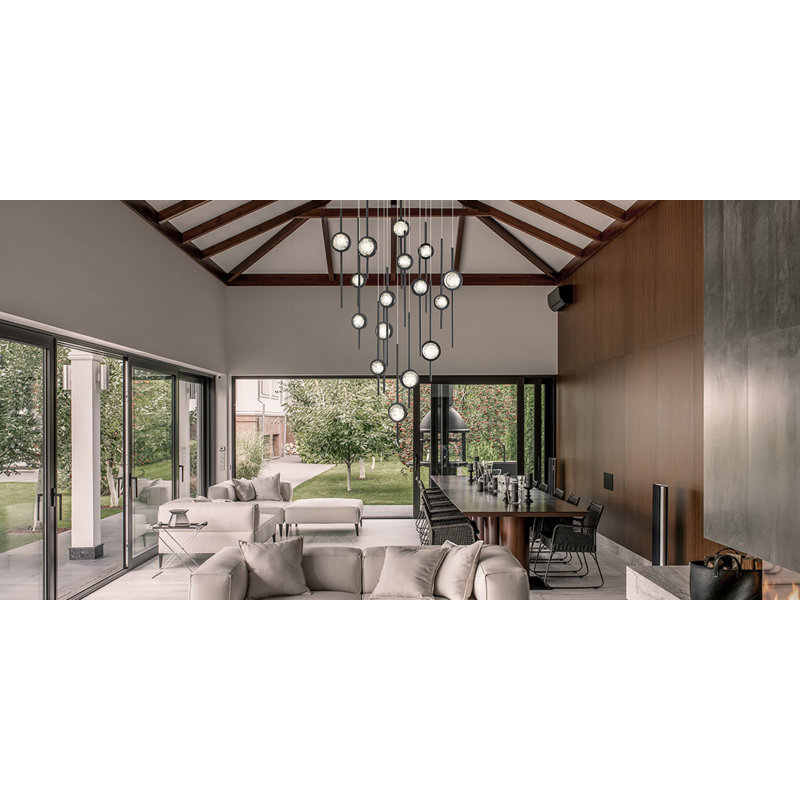 Mélange d'aluminium anodisé à DEL et boule transparente, Noir, noir, noir, noir