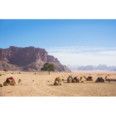 Bluhm Wadi Ram Desert. Jordan Landscape by Ukususha - Wrapped Canvas Print