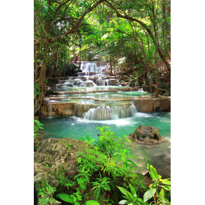 Forest And Waterfall by ImpaKPro - Wrapped Canvas Print