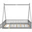 Lit double avec barrière de sécurité, barrière de sécurité, porte, lattes de chambre grises, structure de tente, installation-445994816-445994820