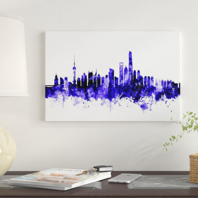 « shanghai, china horizon » par michael tompsett, reproduction d’impression sur toile tendue
