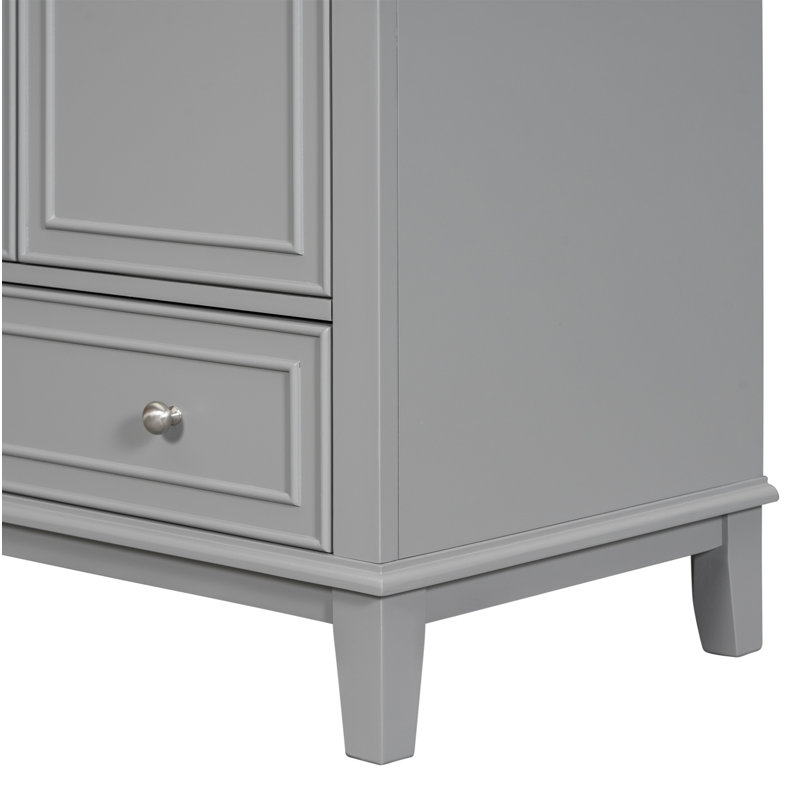 30" Gray Freestanding Bathroom Vanity Base with Drawer