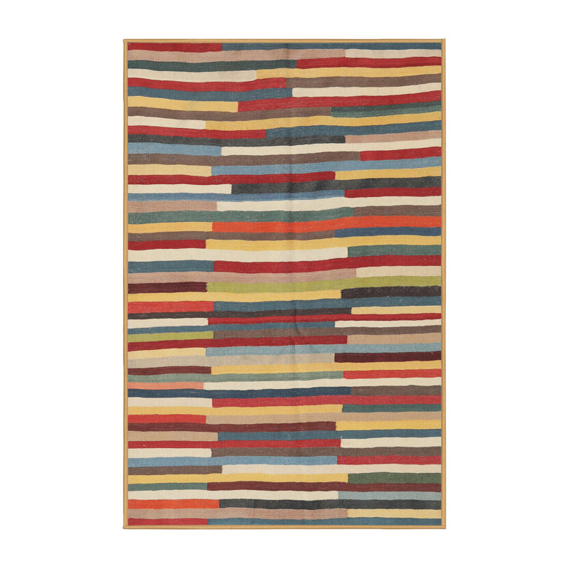 Tapis rouge/beige/bleu contemporaine Crooke, Rectangle 5 pi x 7 pi