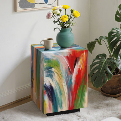 Ossi 55.8CM Rectangle Glass Side Table Block Sofa Table