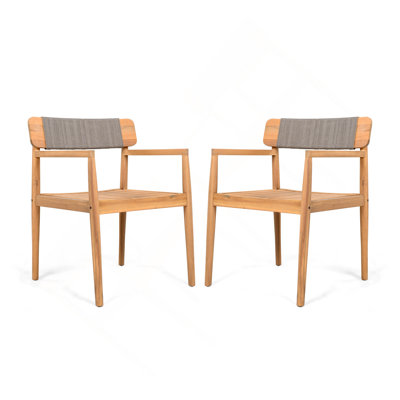 Chaises de salle à manger d'extérieur en bois d'acacia tressé avec accoudoirs Creative