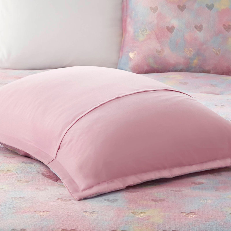 Ensemble d'édredon en peluche imprimé métallique avec coussin décoratif, Édredon double / double
