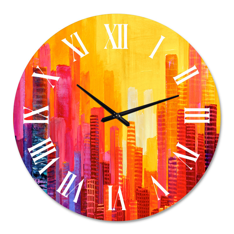 Paysage urbain de gratte-ciel dans la ville moderne IV - Horloge murale moderne, Grand