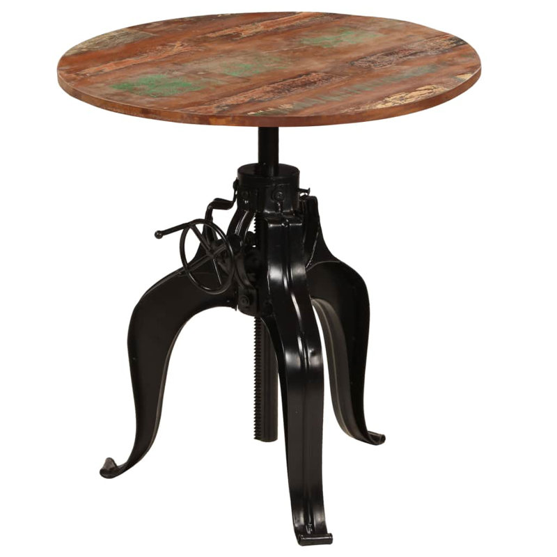 Goodwater Round Solid Wood Top Metal Base Dining Table, Brown/Turquoise, H110 x L75 x W75cm