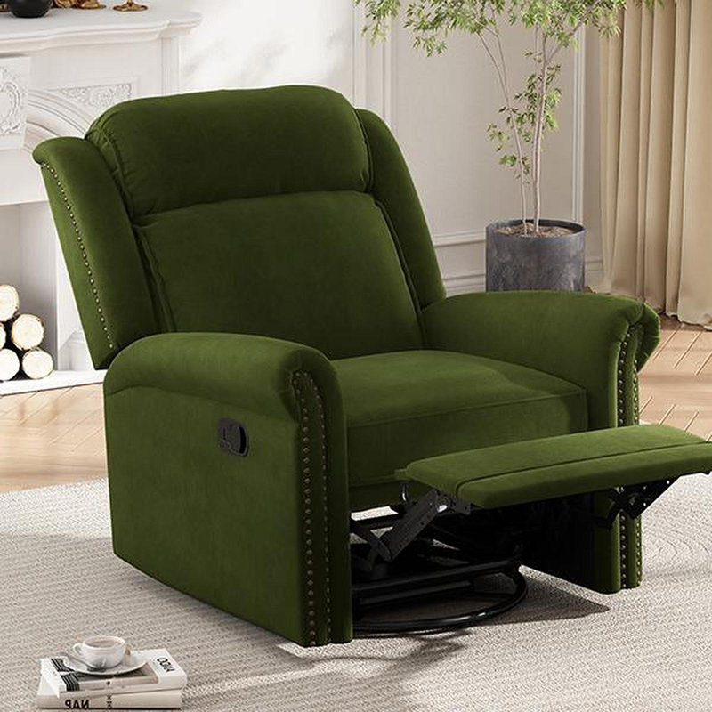 Fauteuil à bascule pivotant à 360 ° avec fauteuil berçant manuel inclinable manuel et inclinable avec dossier réglable