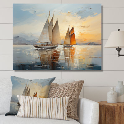 Hurtado Minimalism Sailboat Rhythms III - Boat Sailing Canvas Print Wall Art