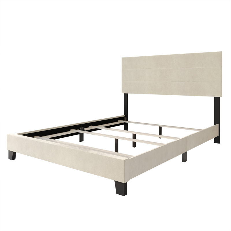 Mailiah Twin Upholstered Panel Bed, Beige, Full
