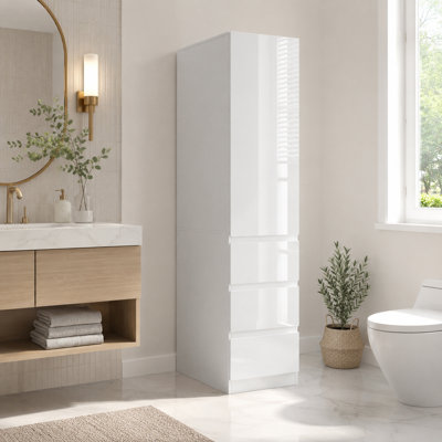 Bathroom Storage Cabinet With 3 Shelves,4 Door Shelves,3 Smooth-Gliding Drawers