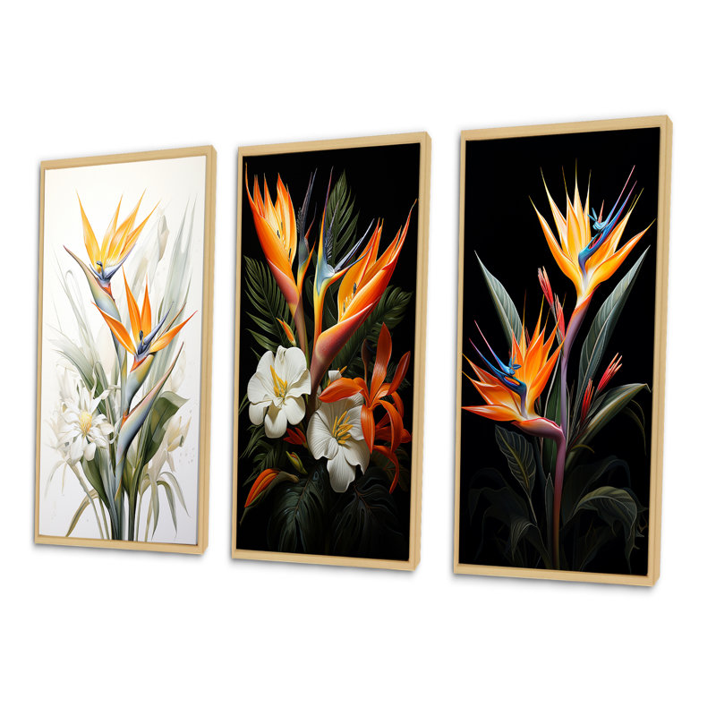 «Birds Of Paradise Paradise», 3 pièces, Encadré naturel, H 28 po x l 36 po