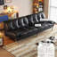 Canapé modulaire noir en cuir véritable-129159961