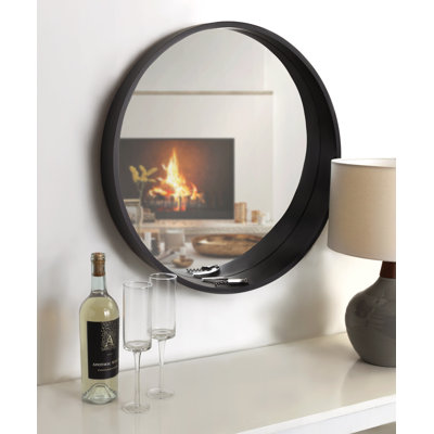 Ali-Rose Round Wall Mirror with Shelves