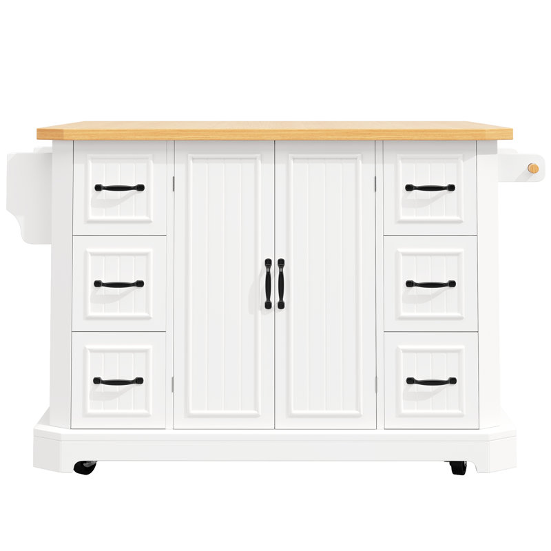 Wood Kitchen Island, White