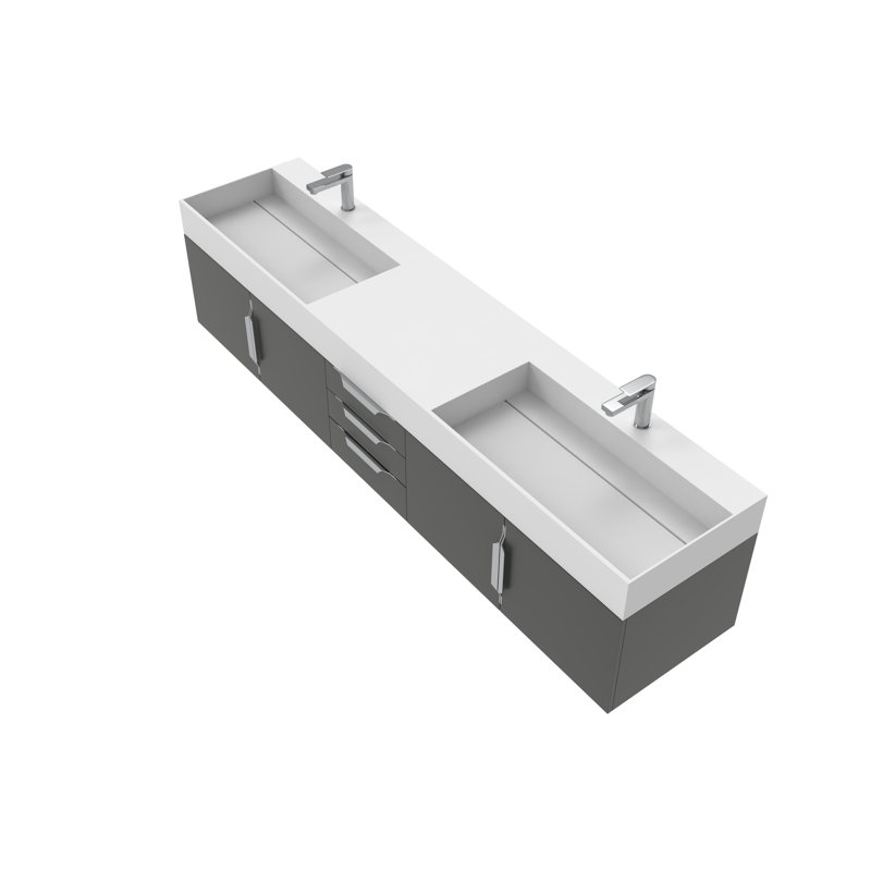 84" Amazon Double Bathroom Vanity with Top, Black, Brushed Nickel, White