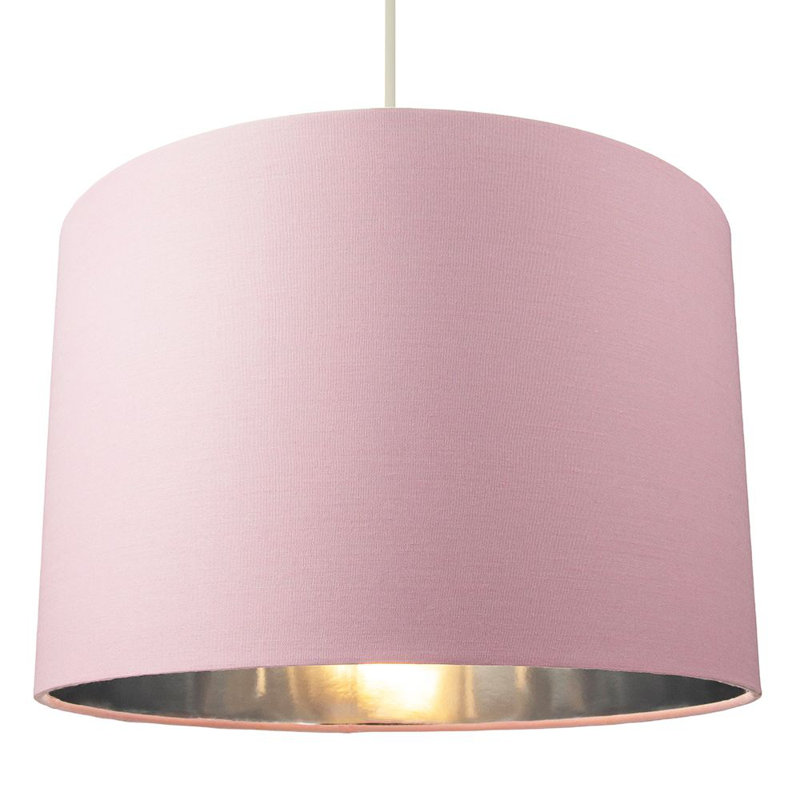 Contemporary Cotton Lamp/Light Shade with Shiny Paper Inner, Pink, 20cm H x 30cm W x  30cm D