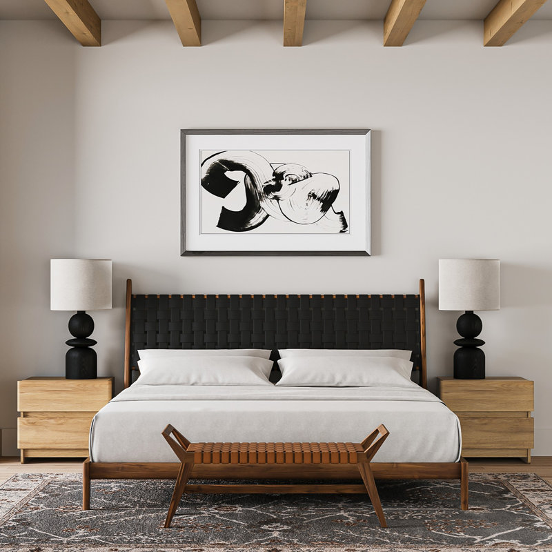 Kacy Leather Platform Bed, Black