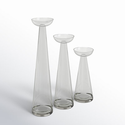 3-Piece Glass Candlestick Set
