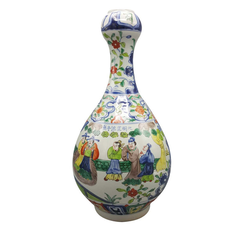 Chinese Vase Garlic Shaped Famile Vert