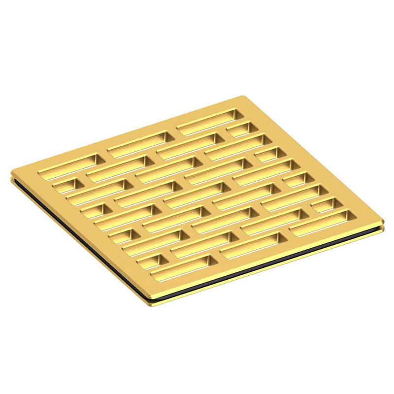 4" Square Shower Drain, Satin Brass (PVD)