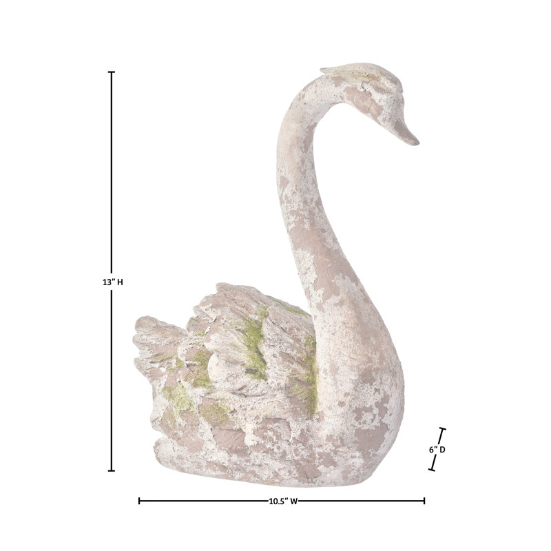Cygne moussu en résine 13 po