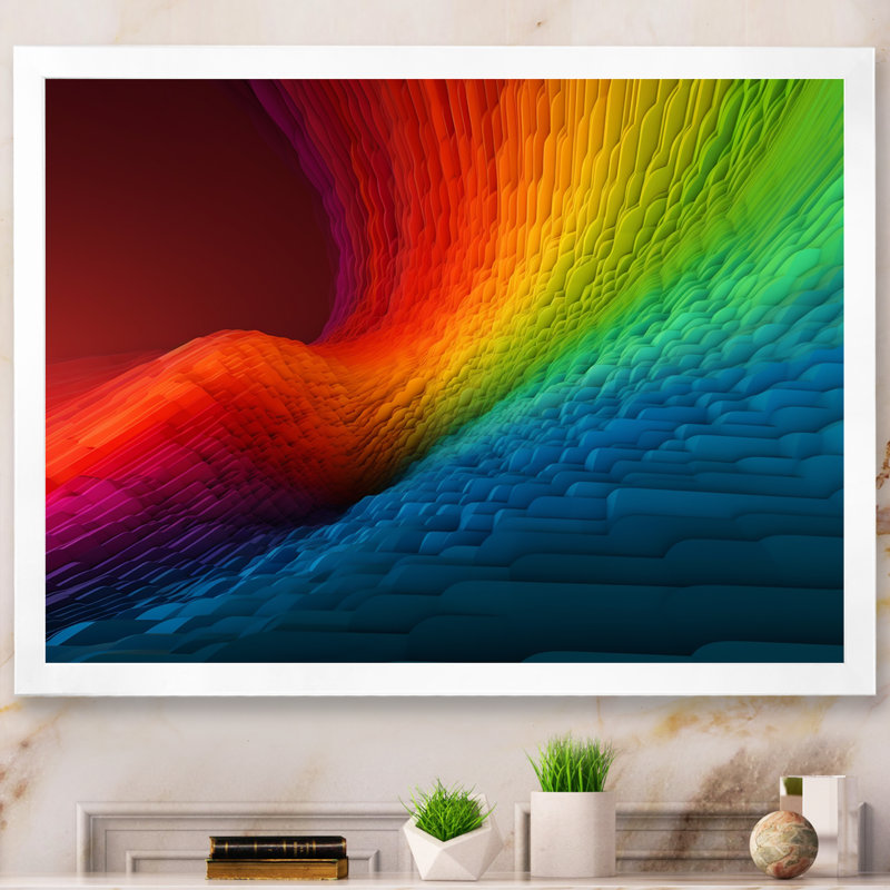 Waveforms Depicting Rainbow I - Print, 12" H x 20" W x 1" D, White Single Picture Framed