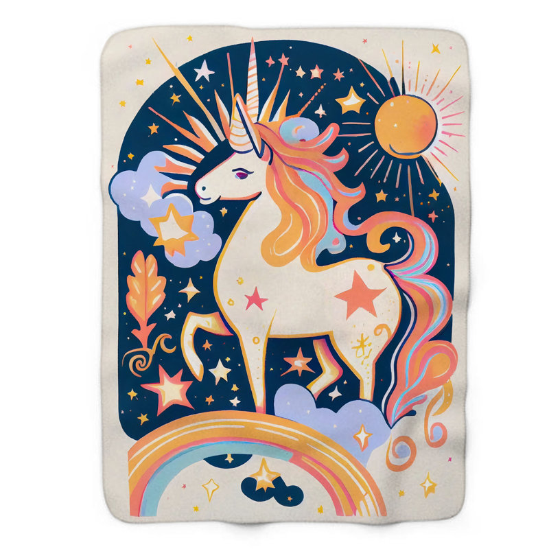 Magica Blush Unicorn - jeté Sherpa Bla 1 pièce de qualité supérieure, L 50 po x L 60 po
