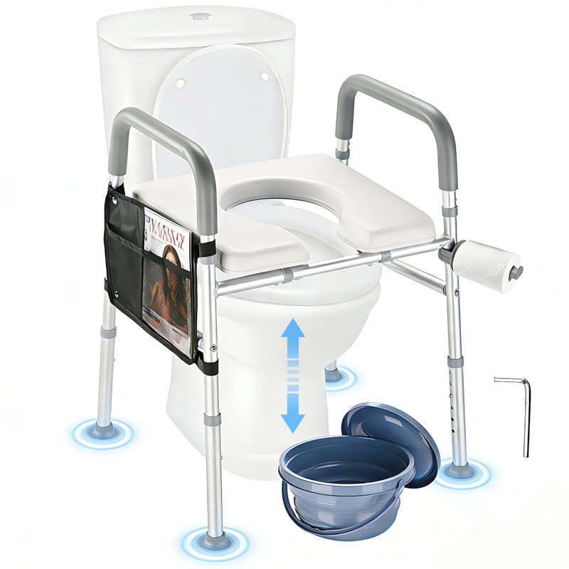 Bassin de lit réglable avec poignées et siège de toilette surélevé avec poignées 375 lb Yescom