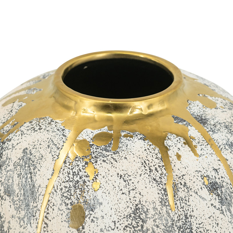 Flower Vase - Gold/Gray, 11.8" H x 11.8" W x 11.8" D
