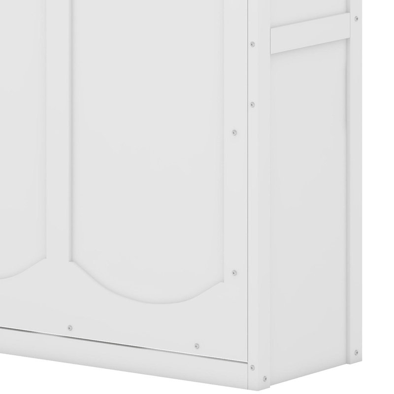 Lit escamotable rabattable avec tablettes intégrées, Blanc
