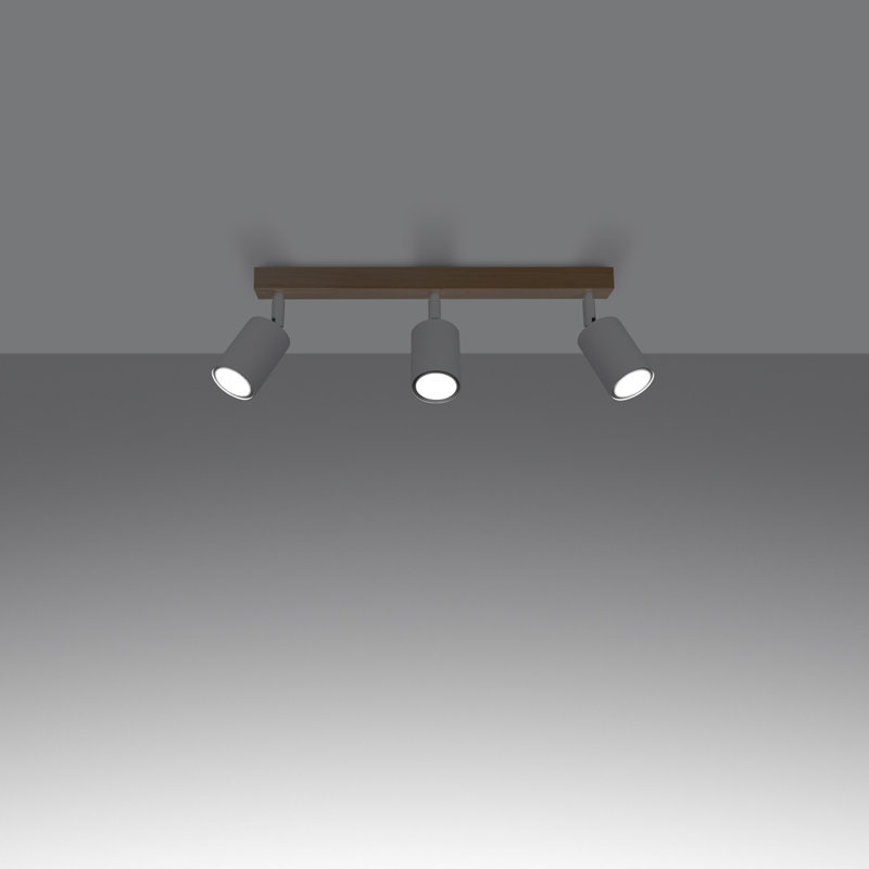Verdo Steel Flush Mount, White/Wood, 61x45x17,5 cm, 3 Lights