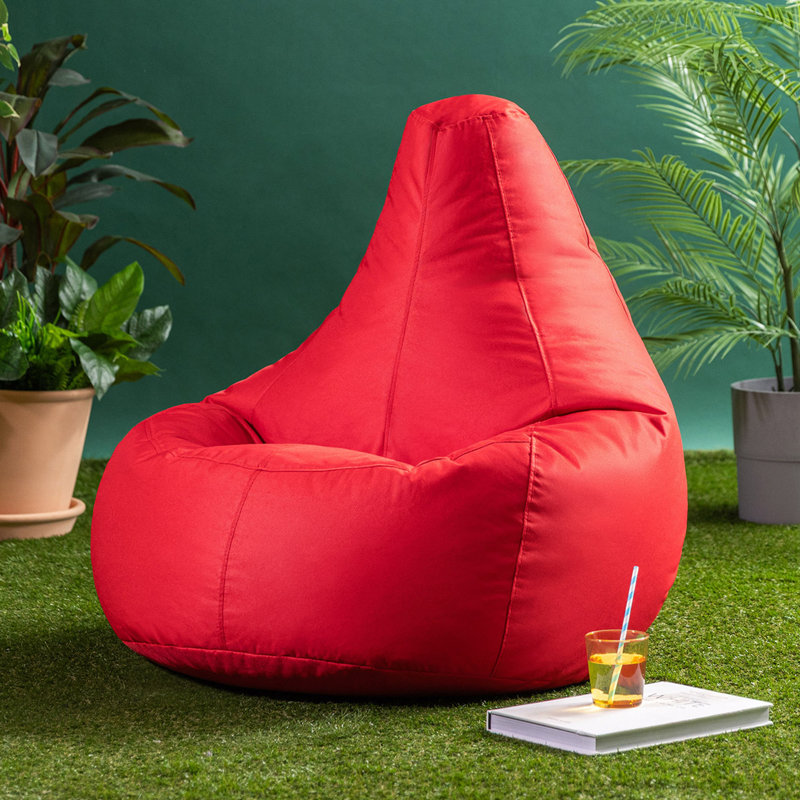 icon Dalton High Back Adult Gaming Indoor Outdoor Bean Bag Chair, Black, Red