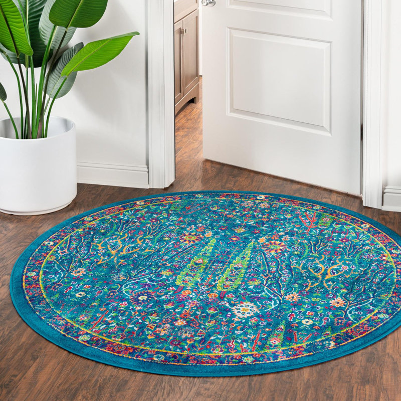 Floral Indoor Rug, Round 4'