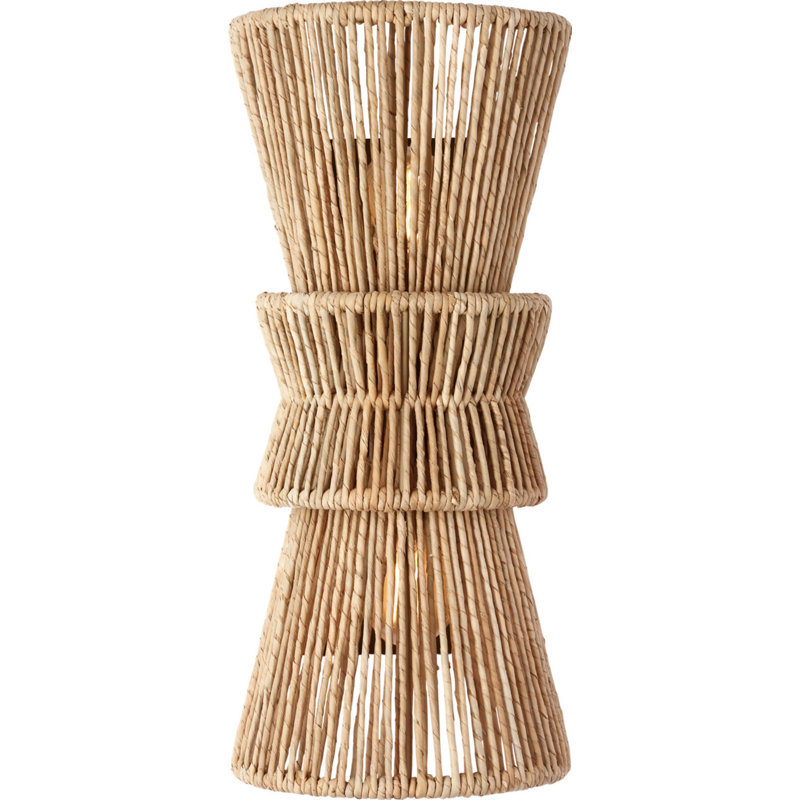Antigua 20" Sconce in Natural Abaca, Polished Nickel