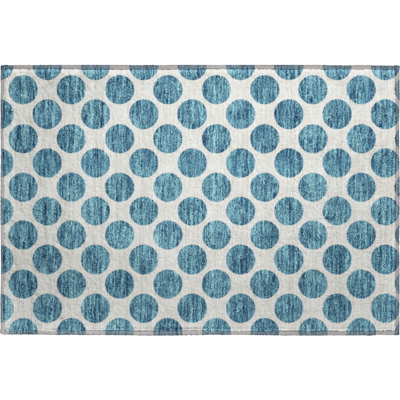 Premium Machine Washable Prisco Teal Rug, Rectangle 1'8" x 2'6"