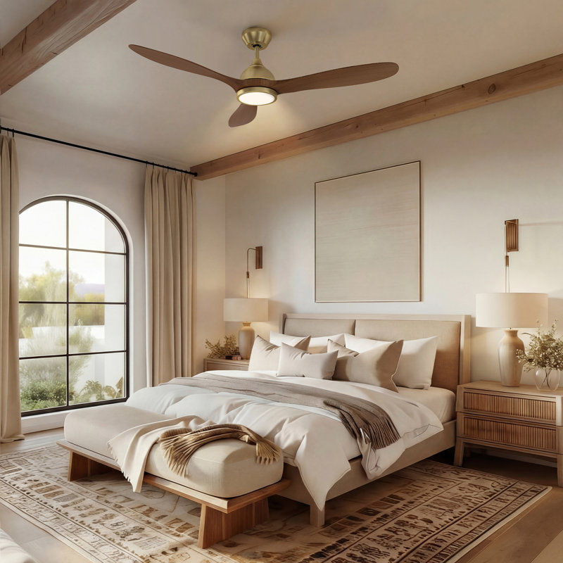 52" High-Airflow Ceiling Fan with Light - Quiet & Reversible DC Motor, 6-Speed Remote Control 3CCT Memory LED, Premium ABS Blade ﻿