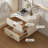 Modern Cream Nightstand with 2 Drawers, Solid Wood Round Handle & Rounded Corner Design, Small Bedside Table for Bedroom, Nursery & Small Space